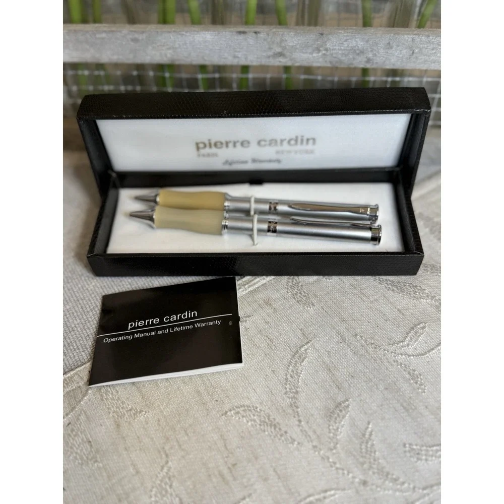 Pierre Cardin Ballpoint Pen Mechanical‎ Pencil Set Silver In Original Box